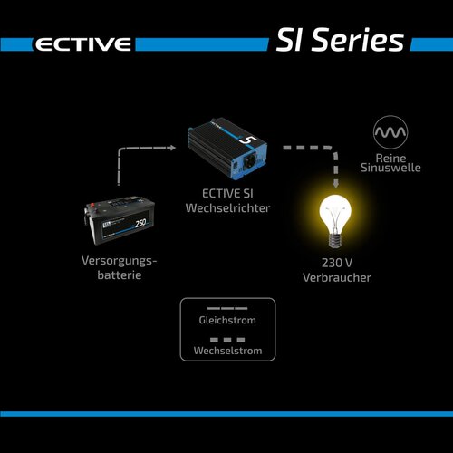 ECTIVE SI 10 1000W/12V Sinus-Wechselrichter mit reiner Sinuswelle (gebraucht, Zustand gut)