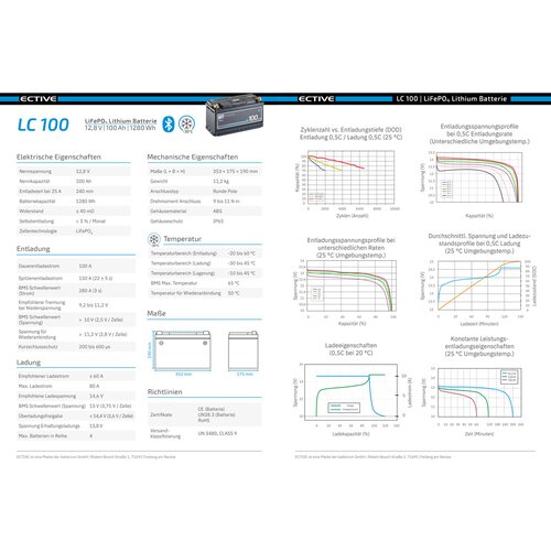 ECTIVE LC 100 LT 12V LiFePO4 Lithium Versorgungsbatterie 100 Ah (USt-befreit nach 12 Abs.3 Nr. 1 S.1 UStG)