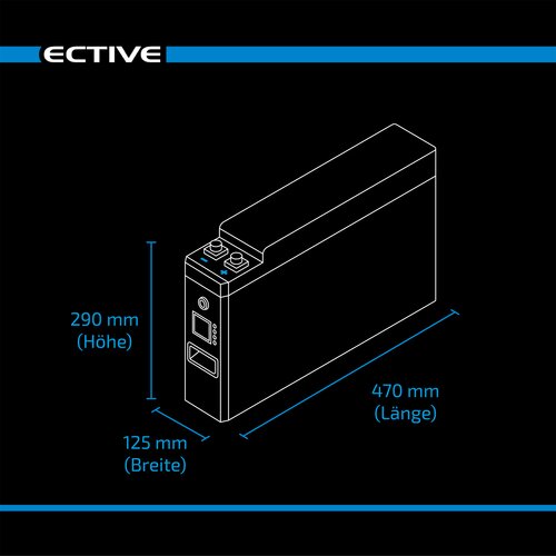 ECTIVE LC 120 SLIM BT 12V LiFePO4 Lithium Versorgungsbatterie 120Ah (USt-befreit nach 12 Abs.3 Nr. 1 S.1 UStG)