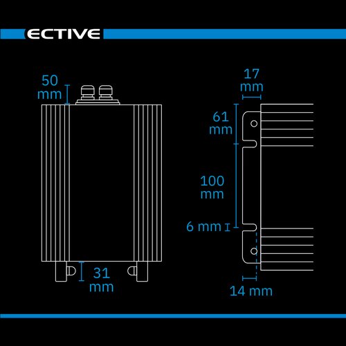 ECTIVE TSI 25 PRO 2500W/12V Sinus-Wechselrichter mit Netzvorrangschaltung