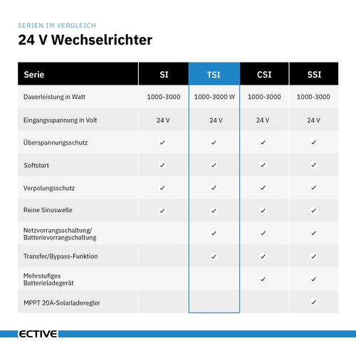 ECTIVE TSI 10 1000W/24V Sinus-Wechselrichter mit NVS- und USV-Funktion (gebraucht, Zustand gut)